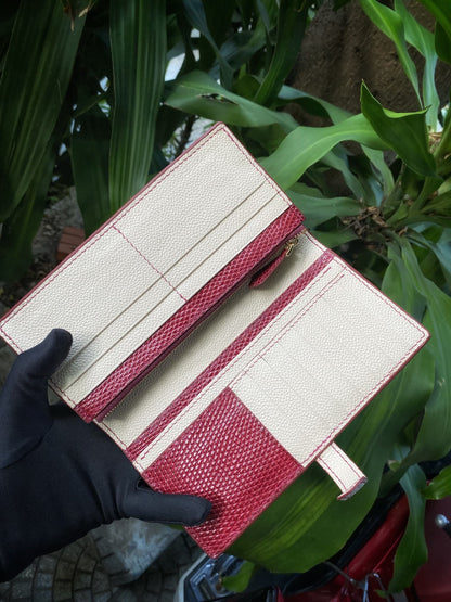 Custom Red Lizard Mix Himalaya Alligator Long Wallet
