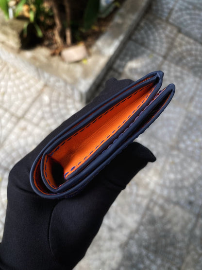 Custom Navy Blue Lizard Mix Gold Wallet with Coin Pocket