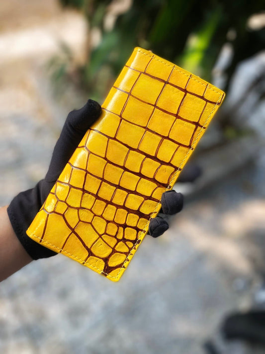 Custom Yellow Alligator Long Wallet