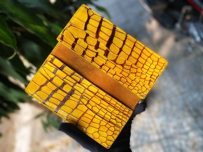 Custom Yellow Alligator Long Wallet