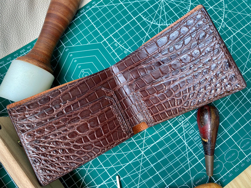 Custom Brown Alligator Leather Wallet