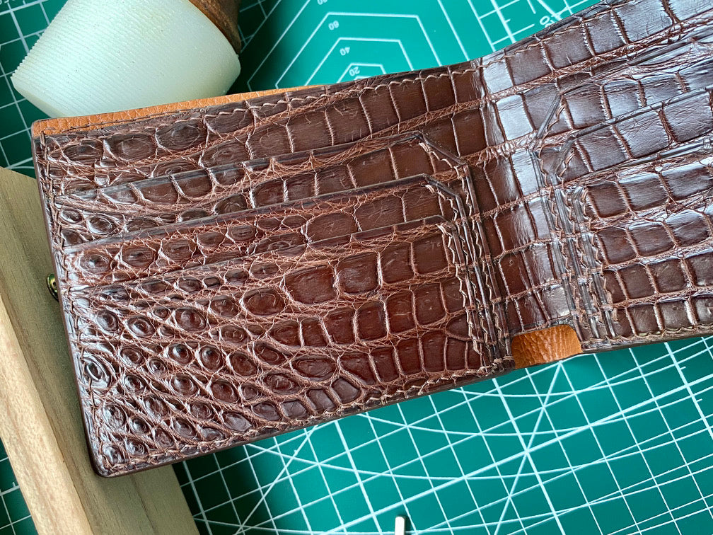 Custom Brown Alligator Leather Wallet
