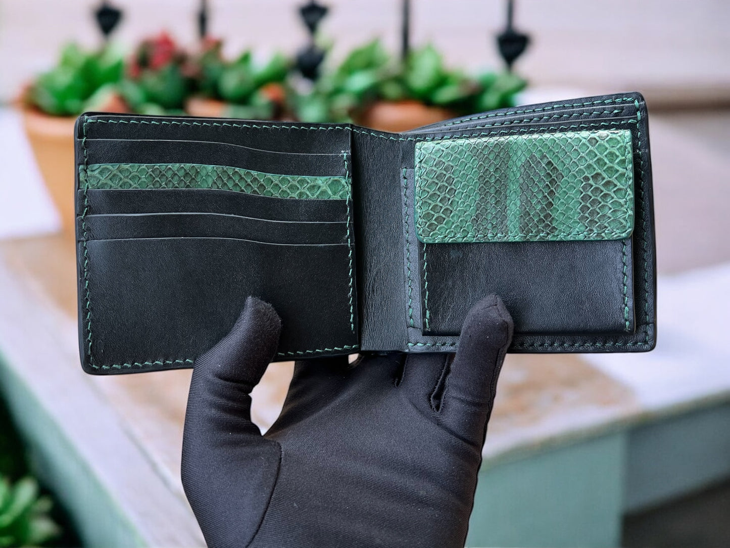 Green Python Wallet With Coin Pocket