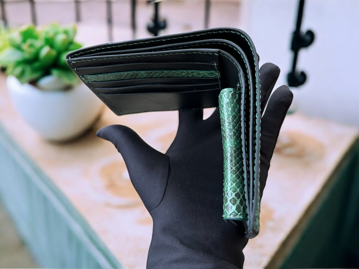 Green Python Wallet With Coin Pocket