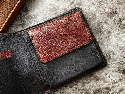 Custom Brown Ostrich Leg Wallet with Coin Pocket