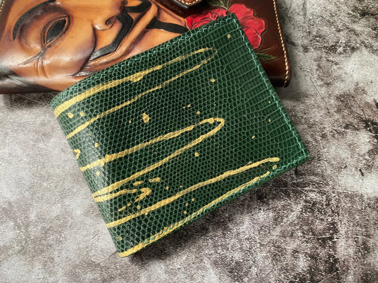 Custom Green Lizard Leather Wallet