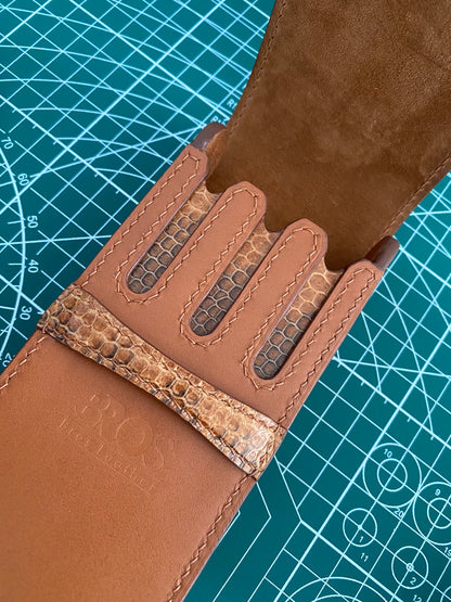 Custom Brown Cowhide And Snake Skin Pen Case