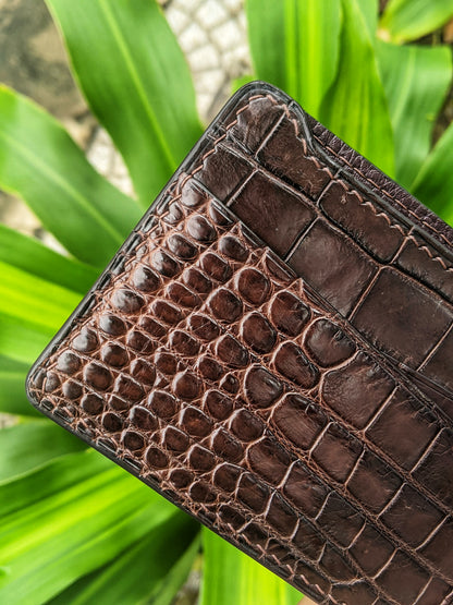 Minimalist Brown Alligator Leather Wallet