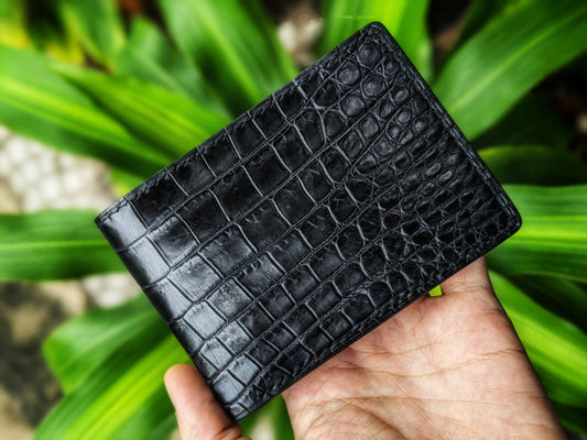 Minimalist Black Alligator Leather Wallet