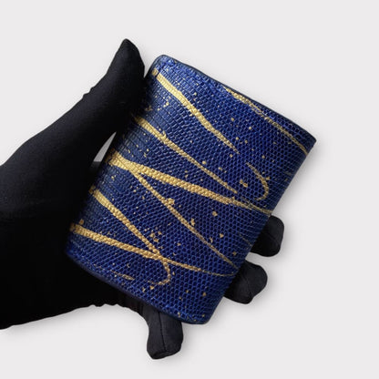 Navy Blue mix Gold Lizard Wallet