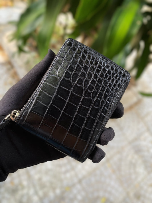 Black Alligator Zipper Wallet