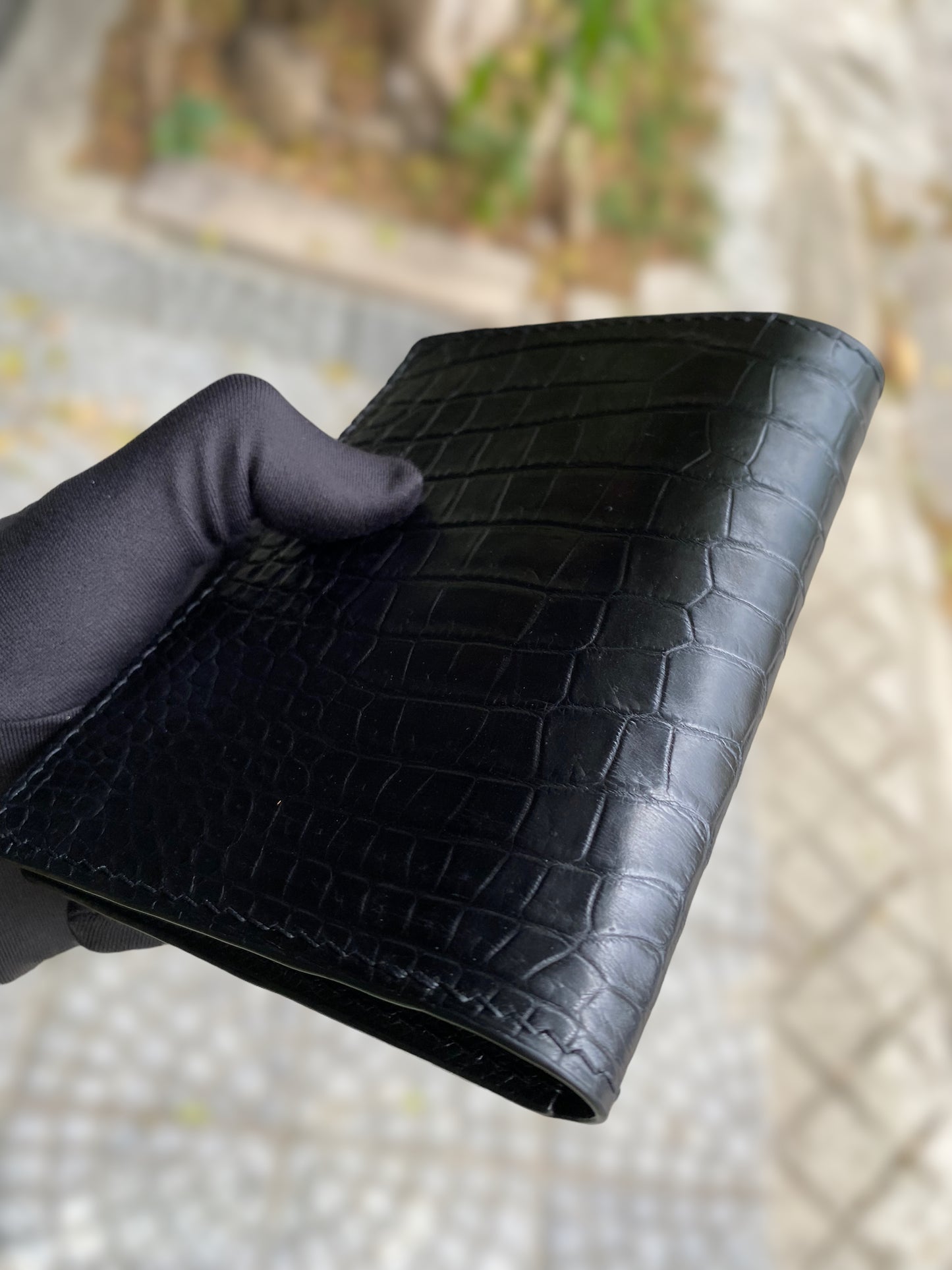Custom Black Alligator Passport Holder