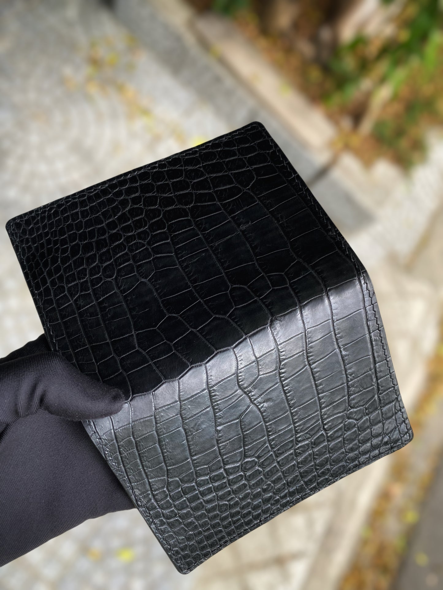 Custom Black Alligator Passport Holder