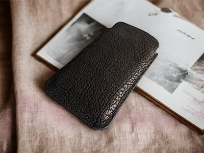 Custom Black Shark Skin Leather Phone Case