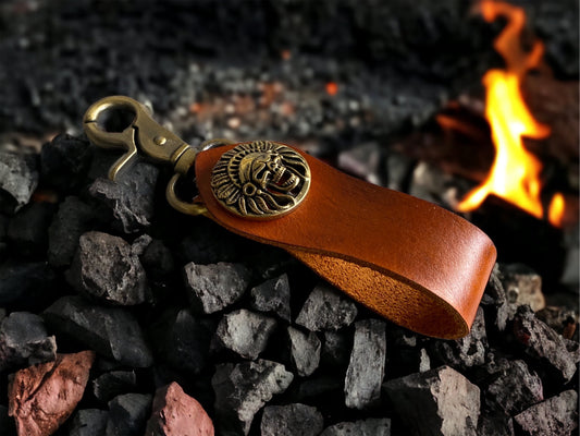 Handmade Leather Keychain / Biker Leather Keychain / Vegetable tanned leather keychain