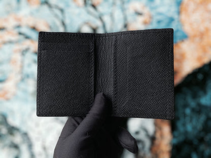 Custom Minimalist Black Cowhide Card Holder - Bifold Card Case