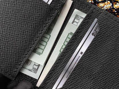 Custom Minimalist Black Cowhide Card Holder - Bifold Card Case