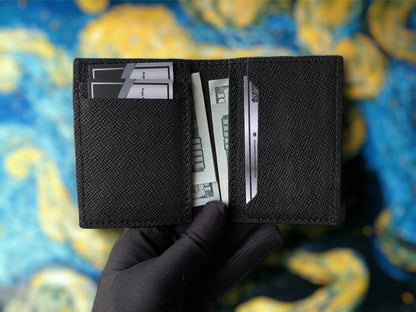 Custom Minimalist Black Shark Card Holder - Bifold Card Case