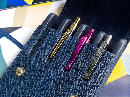 Epsom Navy Blue Cowhide Pen Case