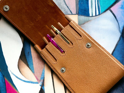 Light Brown Cowhide Pen Case