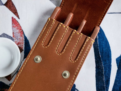 Brown Cowhide Pen Case