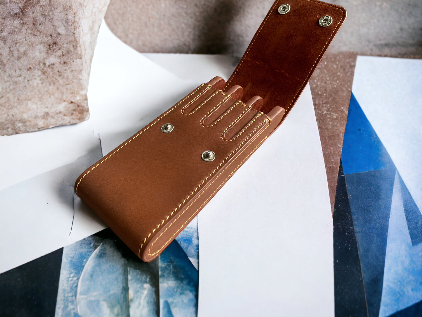 Brown Cowhide Pen Case