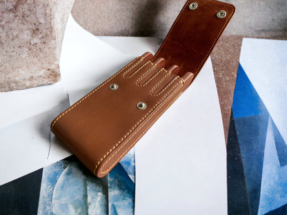Brown Cowhide Pen Case