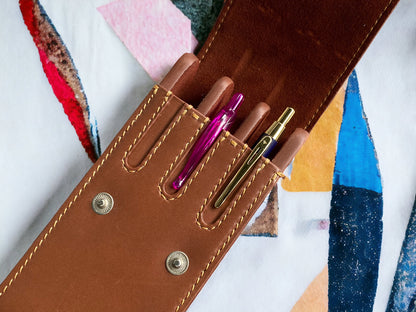 Brown Cowhide Pen Case