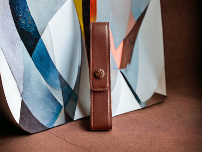 Dark Brown Cowhide Pen Case
