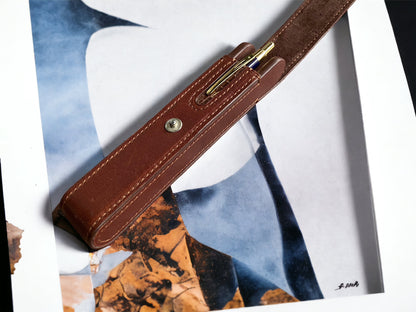 Dark Brown Cowhide Pen Case