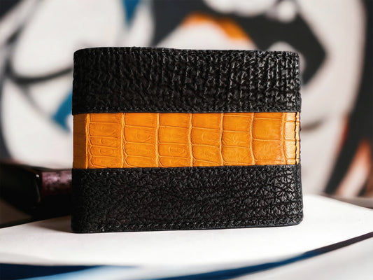 Custom Black Shark Skin & Alligator Men Wallet