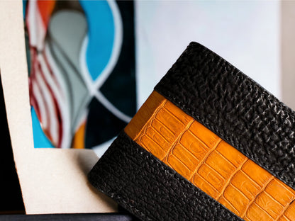 Custom Black Shark Skin & Alligator Men Wallet