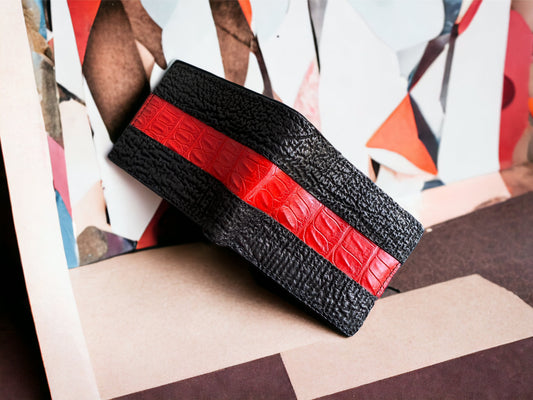Custom Black Shark Skin & Alligator Men Wallet