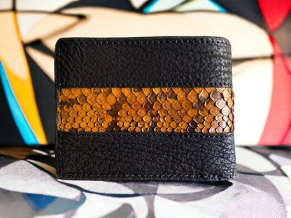 Custom Black Shark Skin & Python Men Wallet