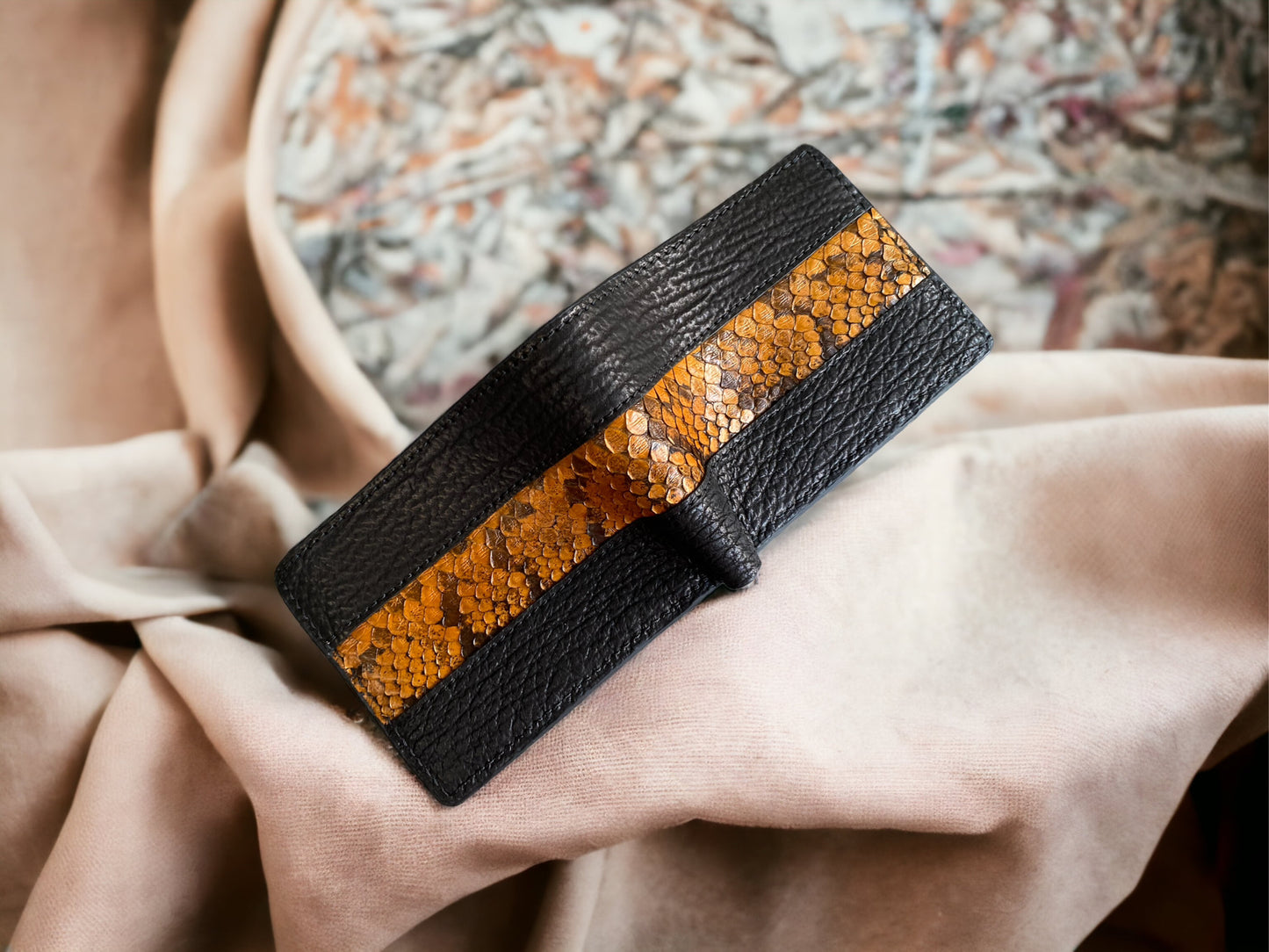 Custom Black Shark Skin & Python Men Wallet