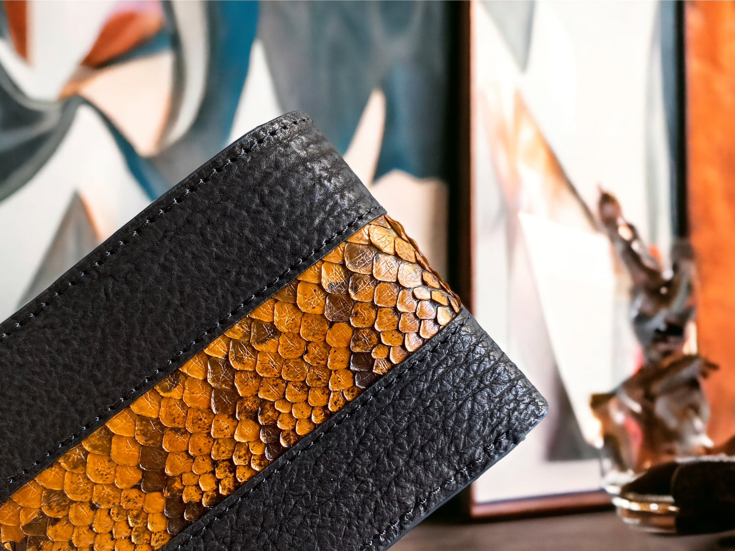 Custom Black Shark Skin & Python Men Wallet