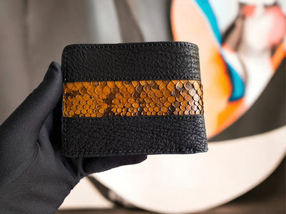 Custom Black Shark Skin & Python Men Wallet