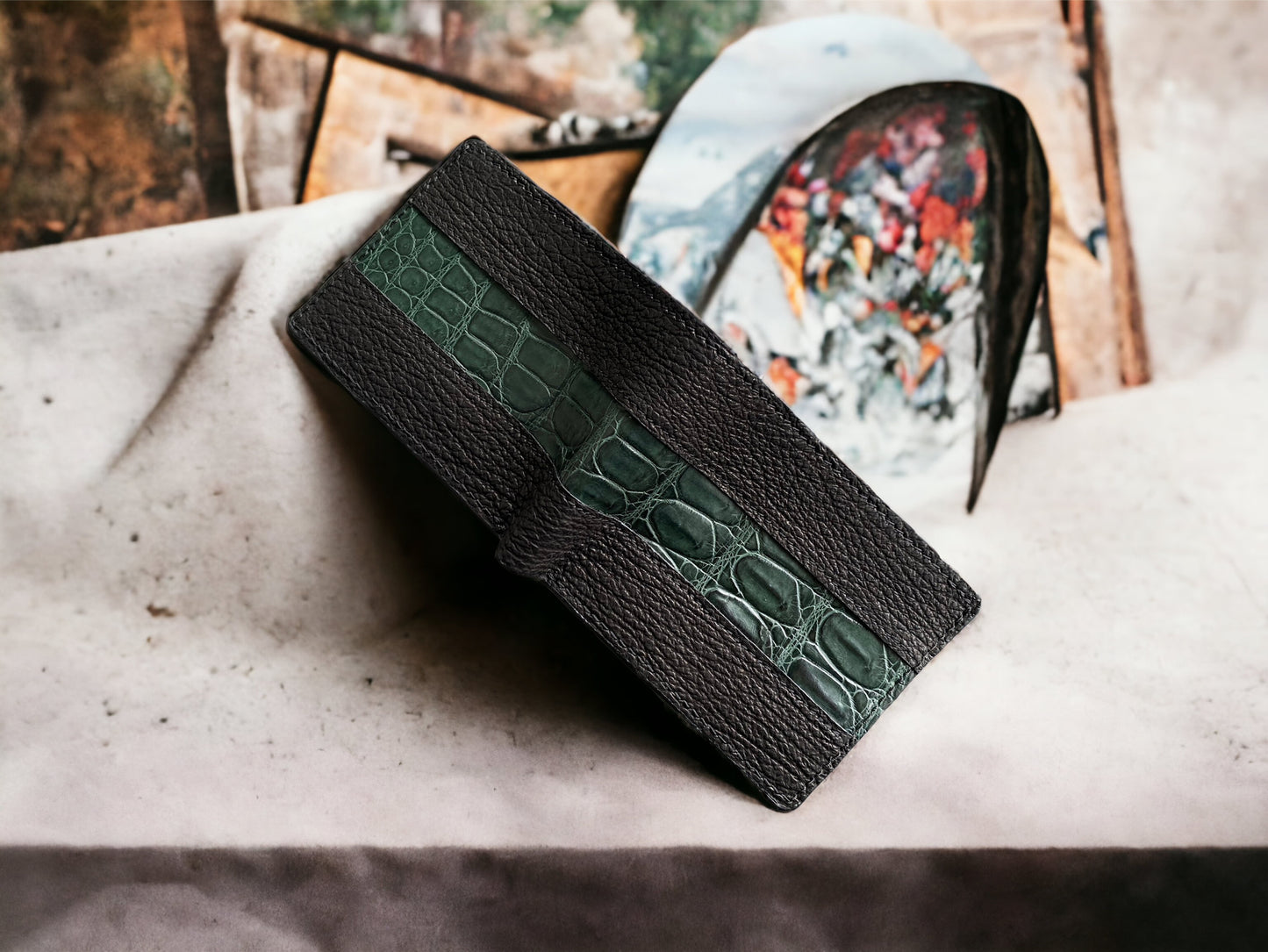 Custom Black Shark Skin & Alligator Men Wallet