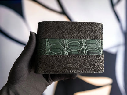 Custom Black Shark Skin & Alligator Men Wallet