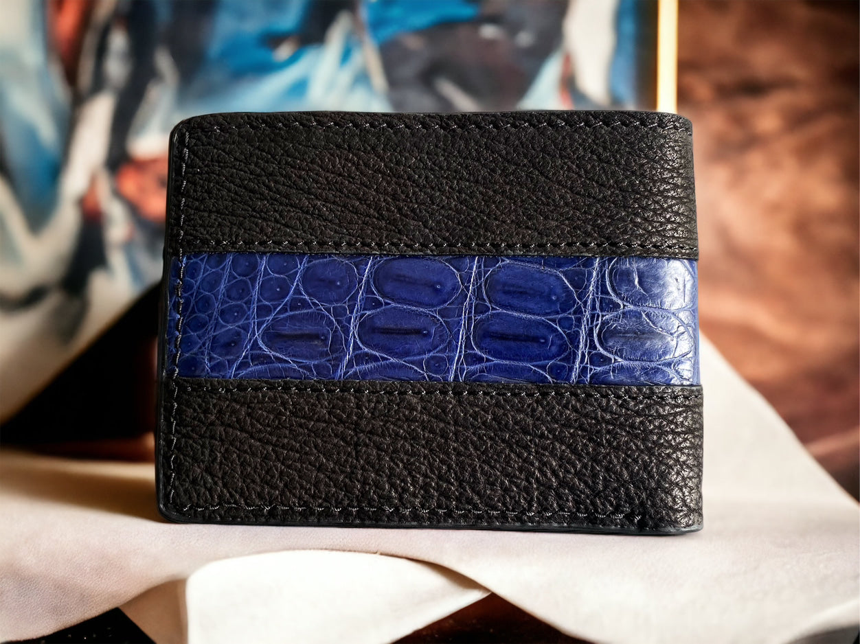 Custom Black Shark Skin & Alligator Men Wallet