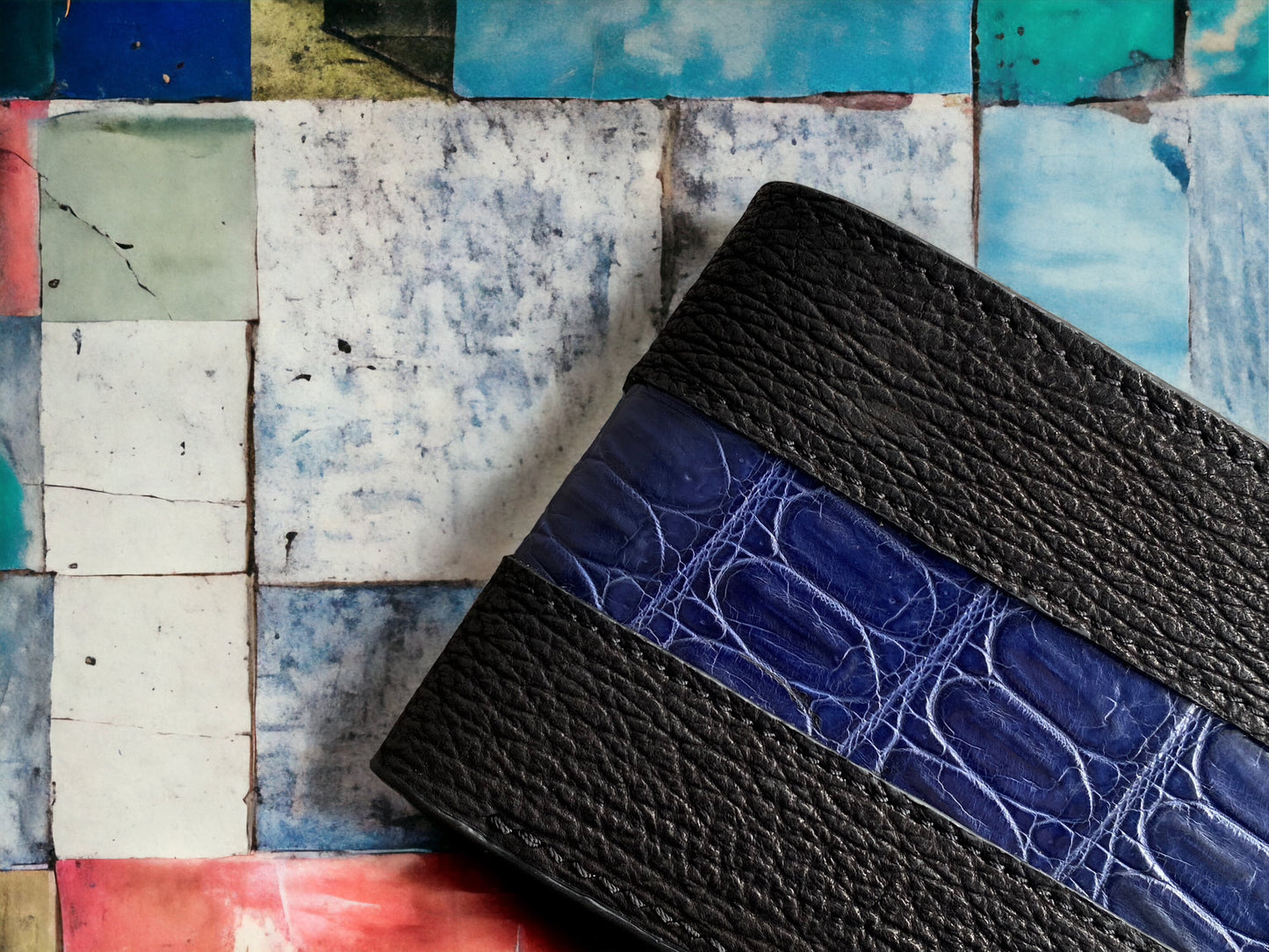 Custom Black Shark Skin & Alligator Men Wallet