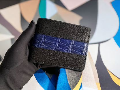 Custom Black Shark Skin & Alligator Men Wallet