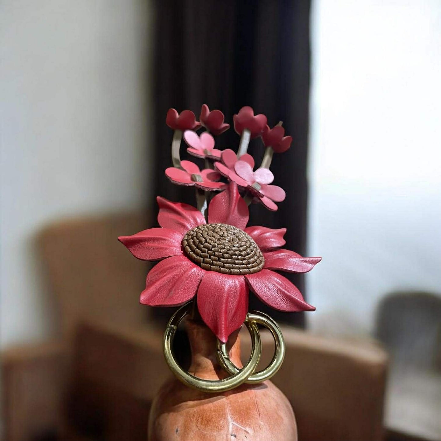 Keychain Floral Leather Charm