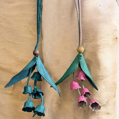 Keychain Lily of the Valley Leather Charm