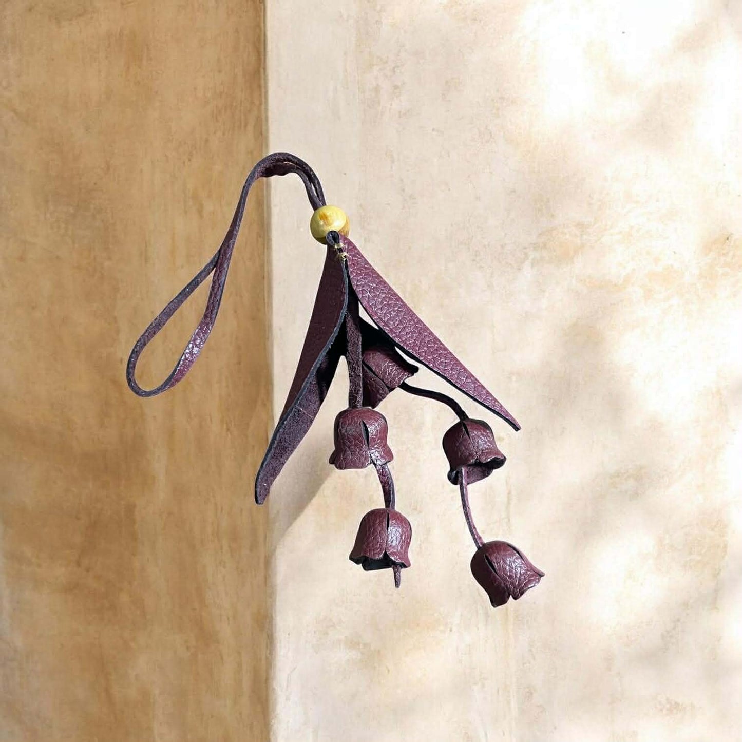 Keychain Lily of the Valley Leather Charm