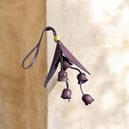 Keychain Lily of the Valley Leather Charm