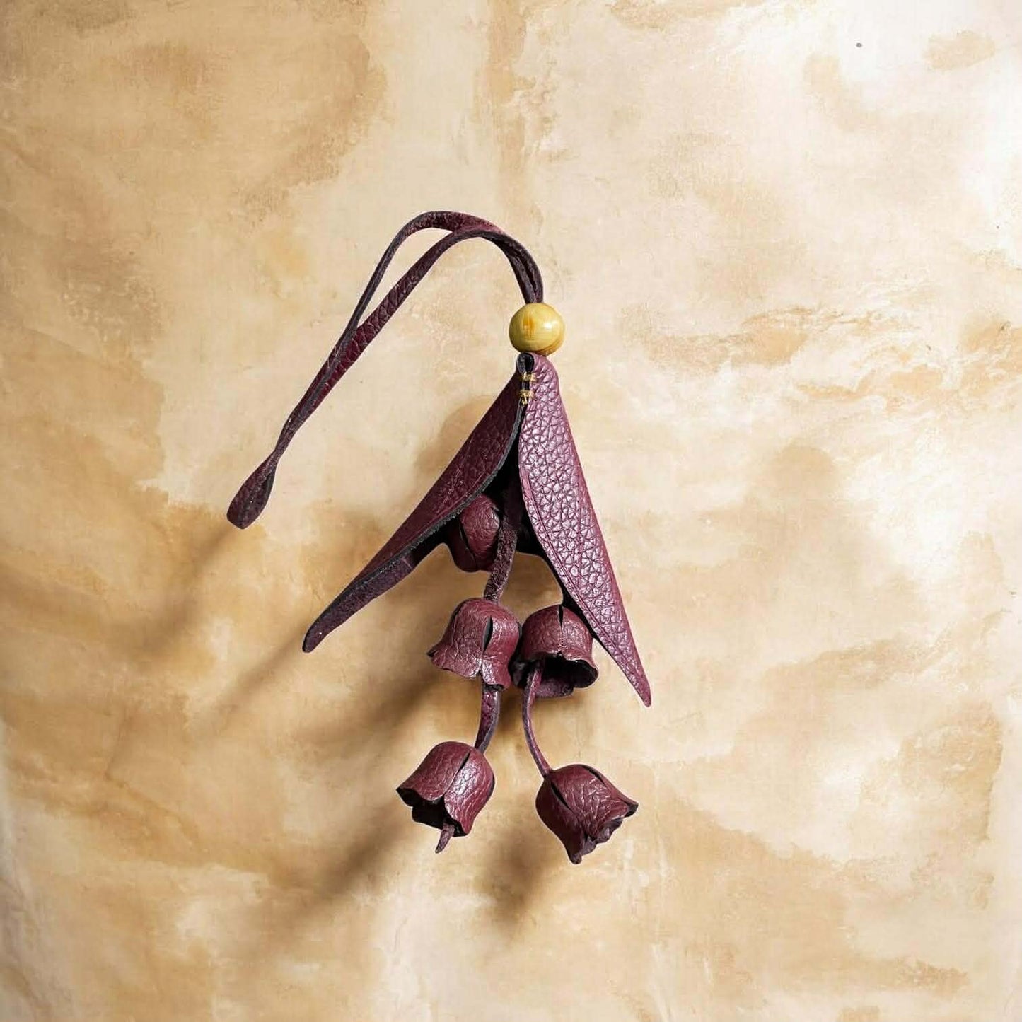 Keychain Lily of the Valley Leather Charm