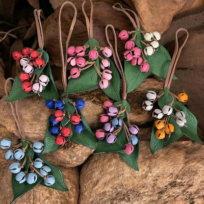 Keychain Berry Cluster Leather Charm